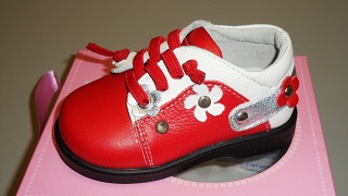PB-8021RE Girls' Red Leather Shoes